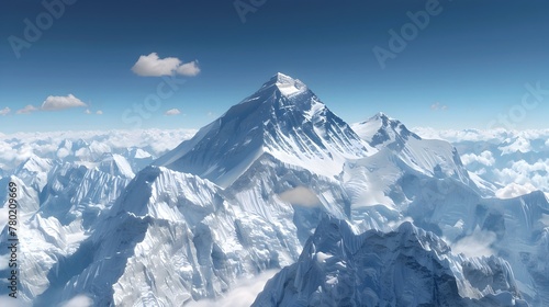 Stunning D Rendered Panoramic Satellite View of Majestic Everest Peak in the Himalayas Mountain Range Generative ai