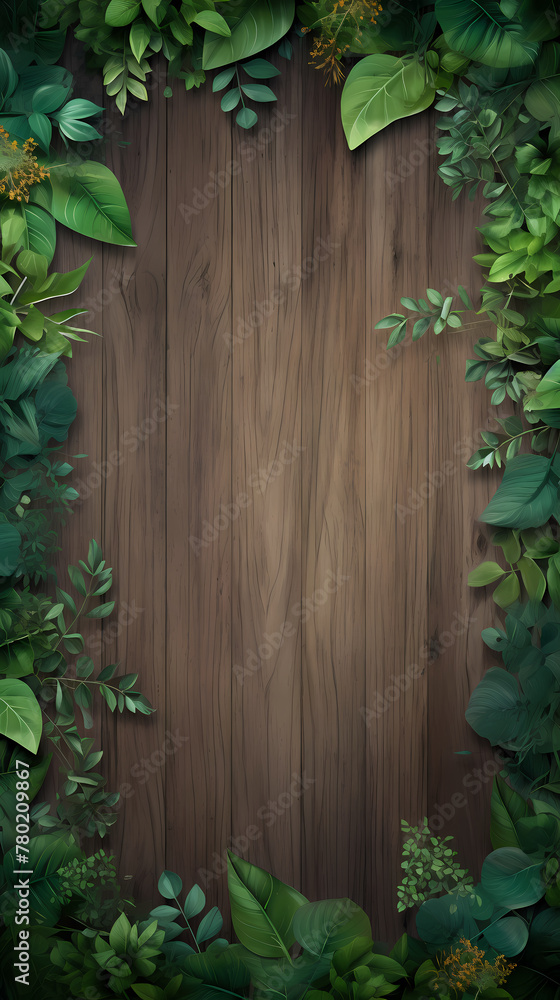 Green leaf with empty center, flat top view