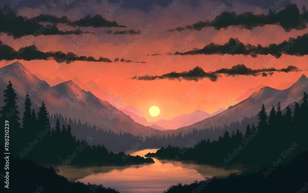 Obraz premium sunset in the mountains