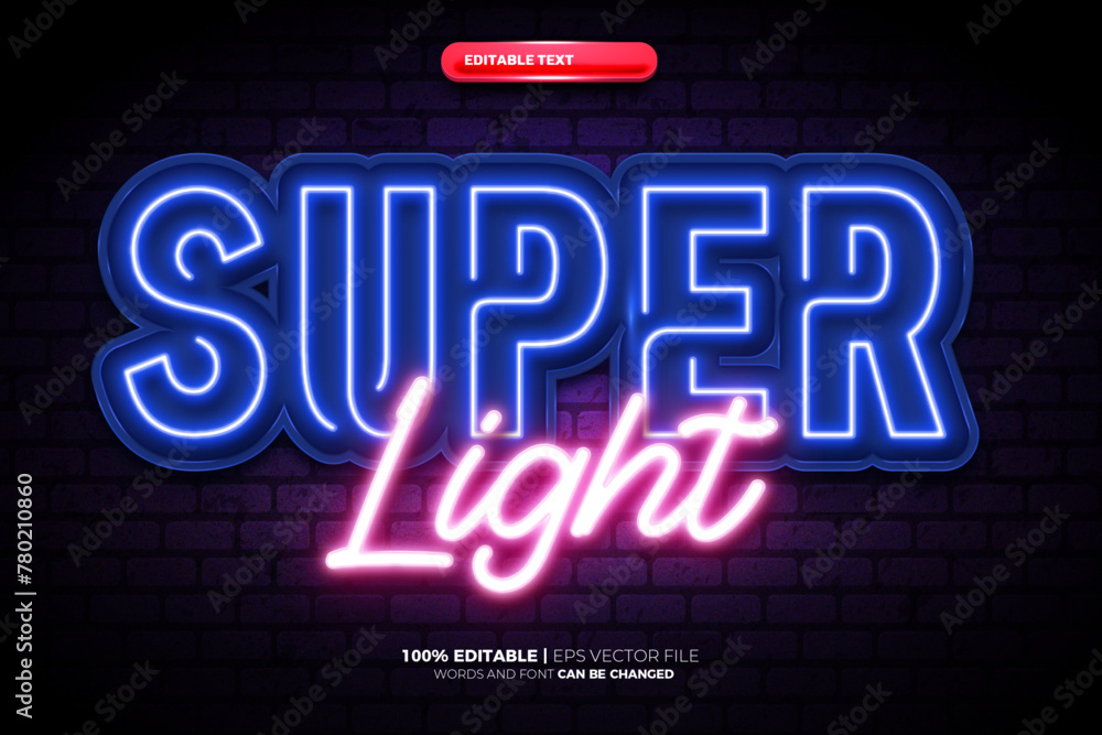 Obraz premium Super Neon Light glow editable text effect logo template