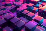 sleek neon lit cubes in modern reflective 3D pattern