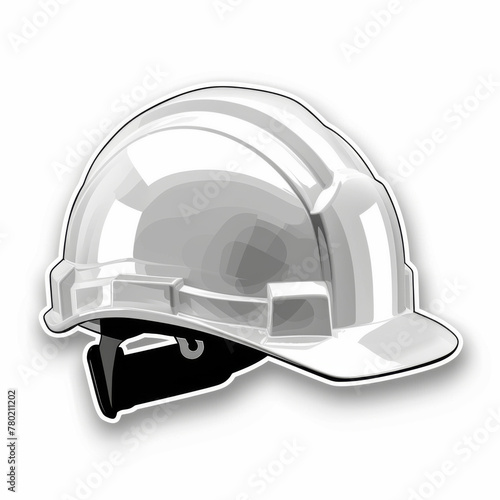 Graphic sticker illustration of a white hard hat, a symbol for safety and construction work. photo