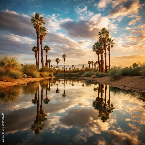 A Desert Sanctuary: Mirror Image - Oasis Captured in Water