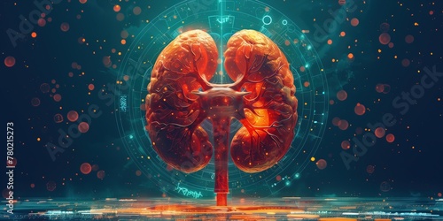 Illustration of human kidney organs in art style for medical themes photo