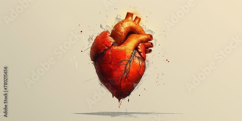 Illustration of a human heart in art style for medical themes