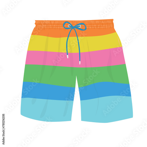 Beach short, summer short, men short vector in cartoon style. Summer element.  Flat vector isolated on white background.