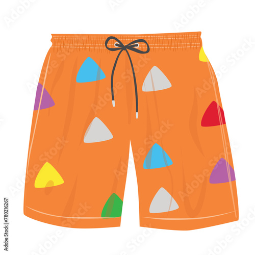 Beach short, summer short, men short vector in cartoon style. Summer element.  Flat vector isolated on white background.