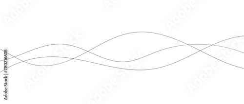 Abstract Wavy Line. Wavy line horizontal divider outline minimalist art. Thin line wavy abstract vector background. Curve wave seamless pattern. Line art striped graphic template. On white background.