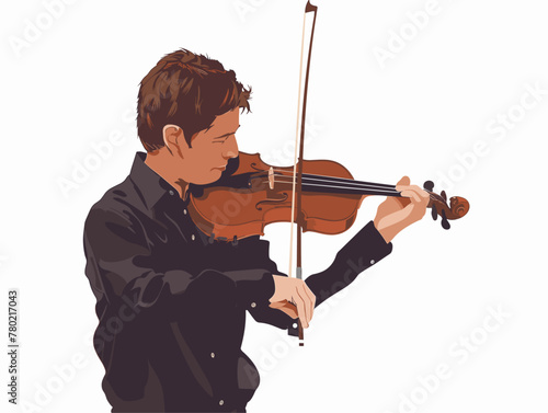 white background, Demonstrating proper bowing techniques for string instruments, in the style of animated illustrations, full body, only one man, text-based