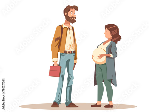 white background, Denial of reasonable accommodation for pregnancy-related conditions, in the style of animated illustrations, full body, only one man, text-based