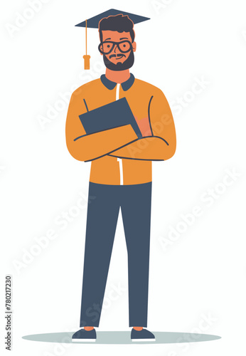 white background, Offering advice on education-related tax benefits, in the style of animated illustrations, full body, only one man, text-based