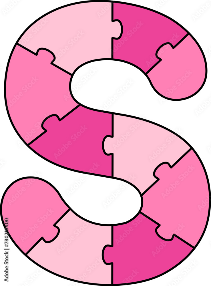 S Pink Puzzle Alphabet School