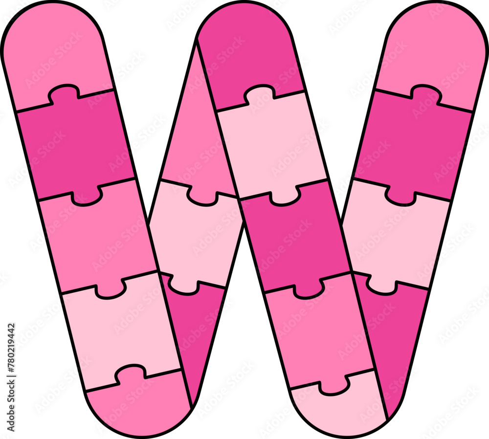 W Pink Puzzle Alphabet School W Pink Puzzle Alphabet School