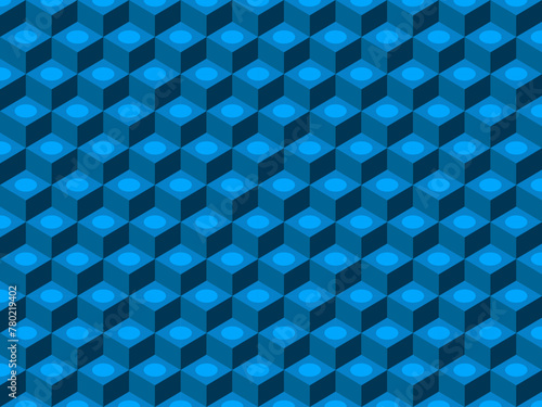 Abstract square 3d seamless pattern flat design in blue color. Vector backgrounds. Suitable for wallpaper and shirt patterns.