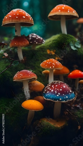 fly agaric mushroom in forest