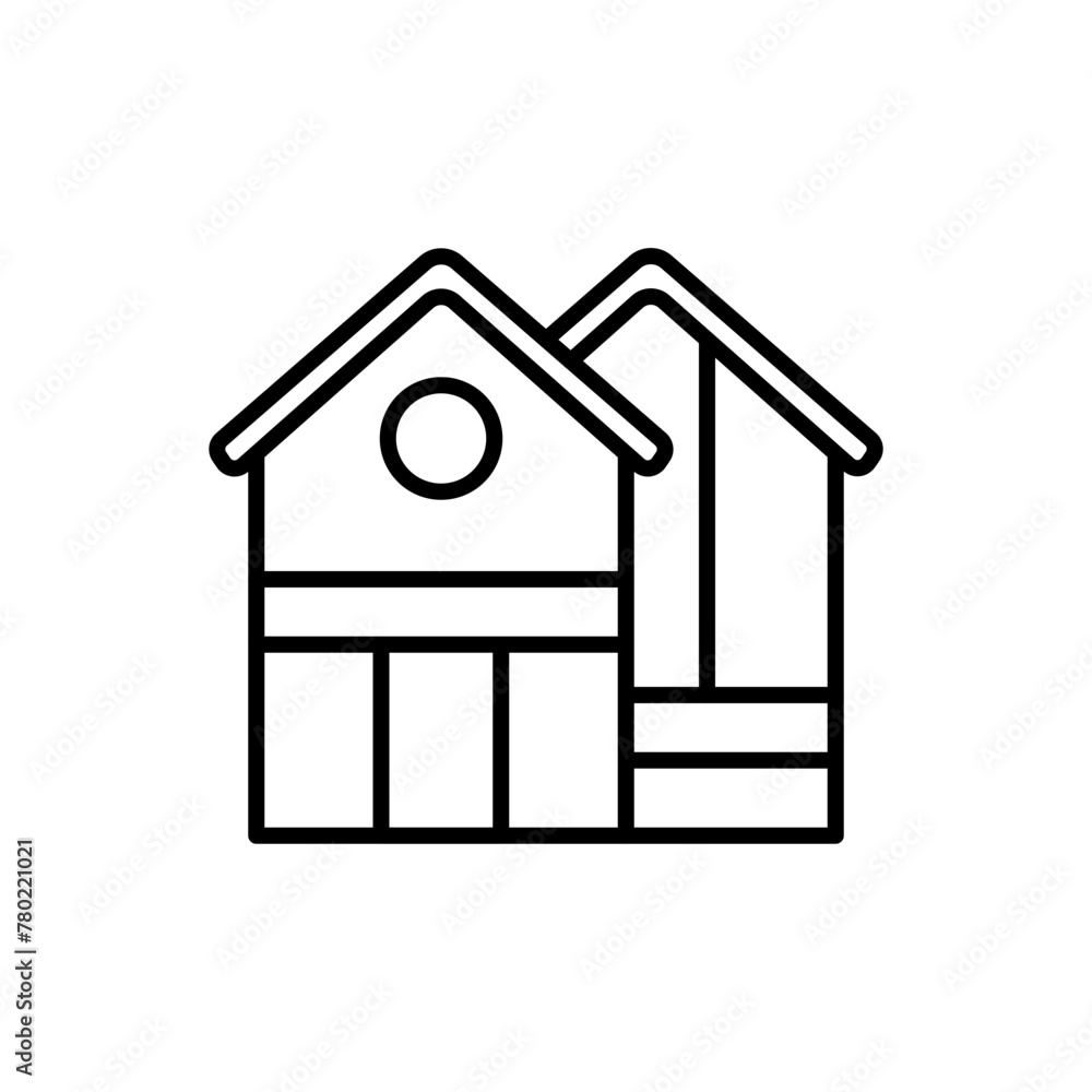 Village house outline icons, minimalist vector illustration ,simple transparent graphic element .Isolated on white background Village house outline icons, minimalist vector illustration ,simple transparent graphic element .Isolated on white background