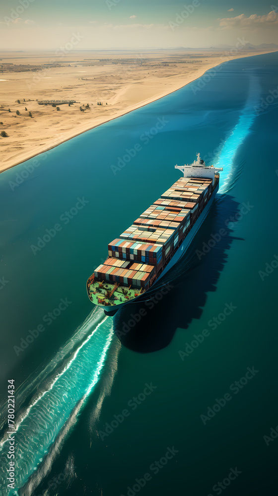 Global business import and export logistics transportation by container ship