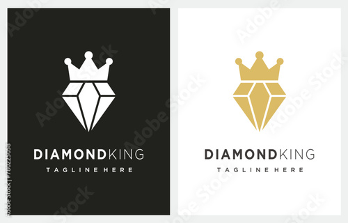 Diamond King Jewelry Crown Gold logo design vector icon