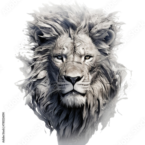 A Lion exposure with hyper realistic African, Isolated on transparent PNG background, Generative ai