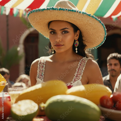 a woman wearing a straw hat