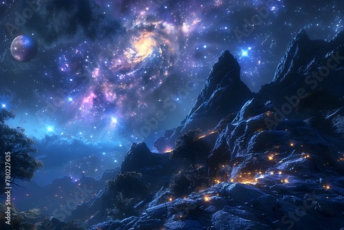 Enchanting Celestial Landscape A Mesmerizing Interstellar Dreamscape Filled with Glowing Stars and Cosmic Wonders