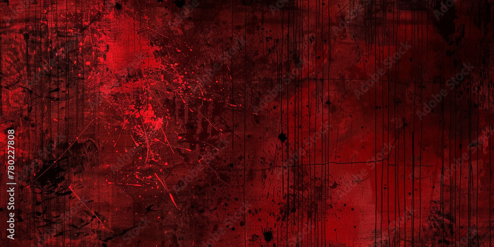 Obraz premium Red splatter background, dark red and black grunge, dark texture, dark grungy background, red background, red texture wall vintage, horror, halloween background,blood banner