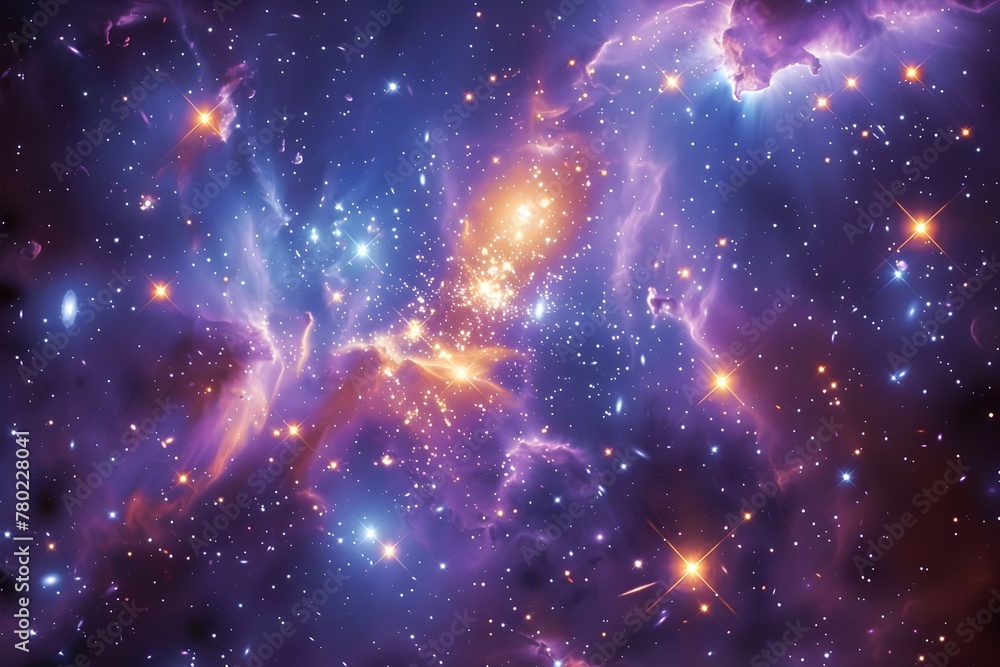 Radiant Cosmic Splendor:A Glimpse into the Mysteries of Dark Matter and the Shimmering Grandeur of the Universe - obrazy, fototapety, plakaty 
