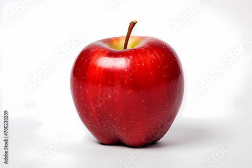 A ripe red apple isolated on a white solid background