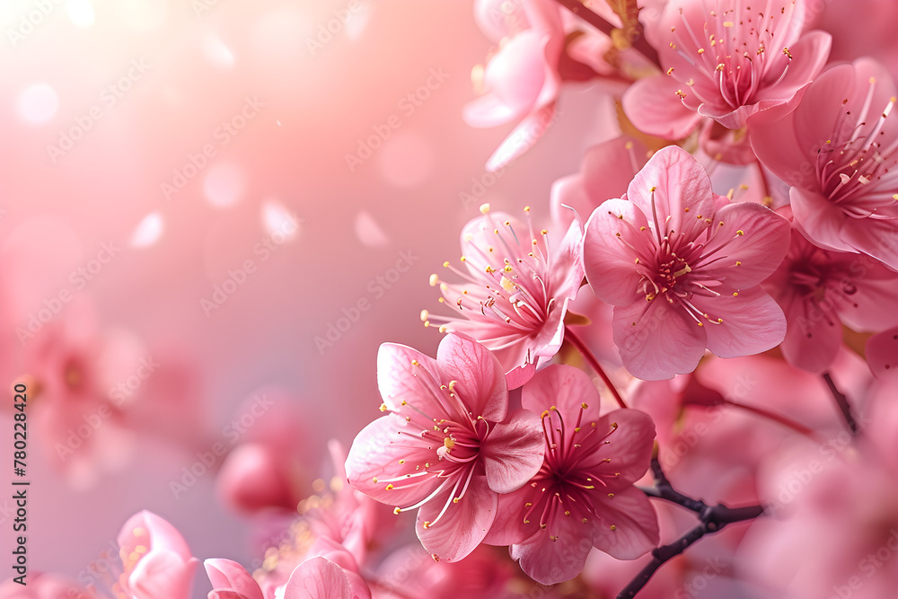 A blossoming pink sakura branch, a picturesque celebration of nature's beauty, perfect for oriental-themed designs or springtime events.
