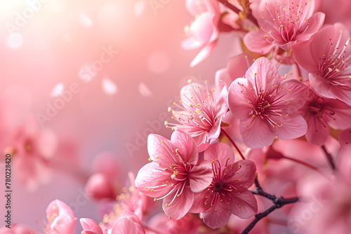 A blossoming pink sakura branch  a picturesque celebration of nature s beauty  perfect for oriental-themed designs or springtime events.