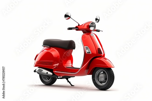 A red scooter isolated on a white background
