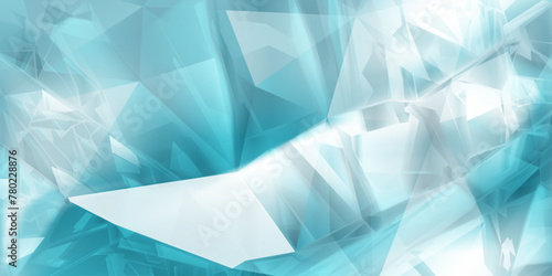 Abstract background of crystals in light blue colors with highlights on the facets and refracting of light