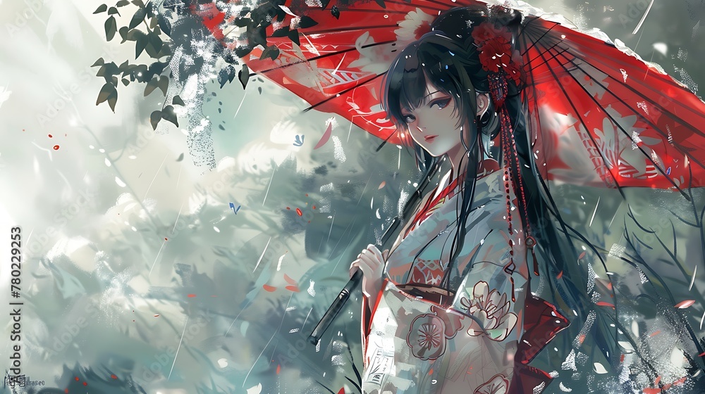 custom made wallpaper toronto digitalGirl with umbrella wallpaper anime character, anime japanese style