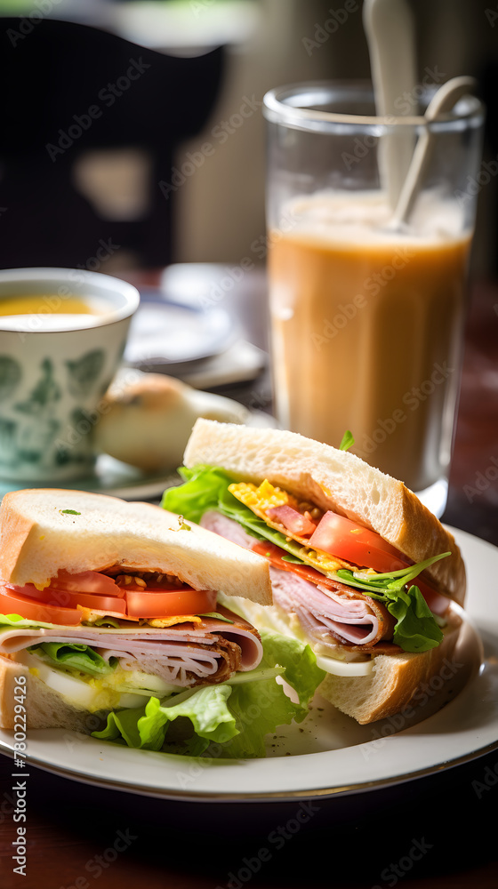 vegetable and egg sandwich with bubble tea photography poster background vegetable and egg sandwich with bubble tea photography poster background