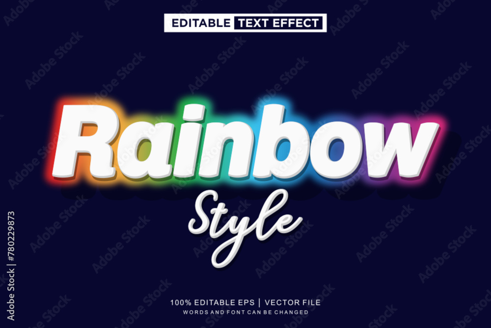 Rainbow text effect, editable text template