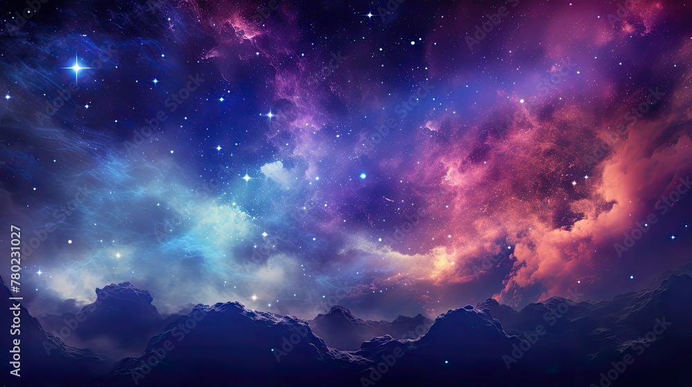 Fototapeta premium cosmic nebula background, vibrant colors and intricate details filling the universe, celestial and awe-inspiring backdrop