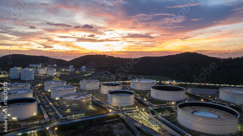 Photography Oil Refinery Gas Chemical Equipment Prodiction import export Concept, Crude Oil Refinery Plant Steel Pump Pipe line and Chimney and Cooling tower, Chemical or Petrochemical Factory plant, industry