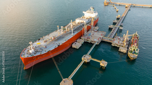 Oil tanker ship. Red Oil Tanker runing in the ocean sea. petroleum ship transportation import export fuel energy across red ocean sea. Vessel transport Gas to customs.