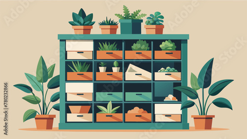 An old dresser drawer has been repurposed into a multilevel planter each compartment filled with a different variety of potting soil to create