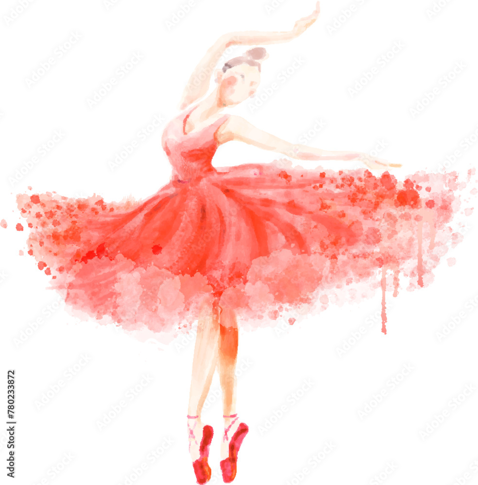 Watercolored Ballet Dancer Image