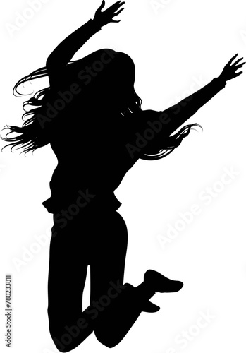 Black Silhouette of a Girl Cheering
