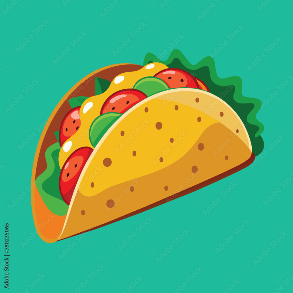 Tacos with meat and vegetable. Traditional Mexican fast-food. Taco Mexico food with tortilla, leaves lettuce, cheese, tomato, forcemeat, sauce. Tacos with meat and vegetable. Traditional Mexican fast-food. Taco Mexico food with tortilla, leaves lettuce, cheese, tomato, forcemeat, sauce.