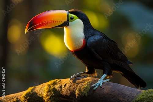 A vibrant toucan in a tropical rainforest