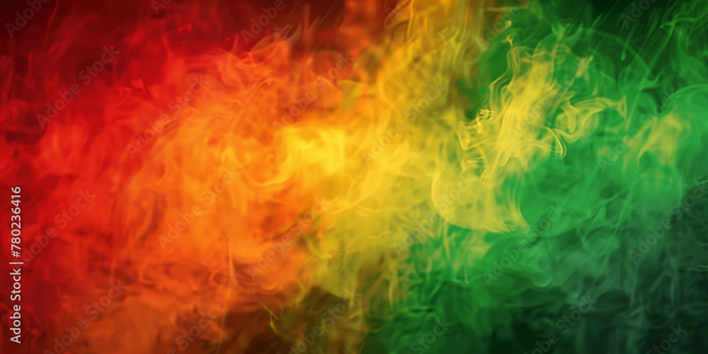 Rasta smoke background, red green and yellow color smoke texture background