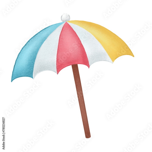  a Colorful umbrella beach isolated watercolor clipart summer collection
