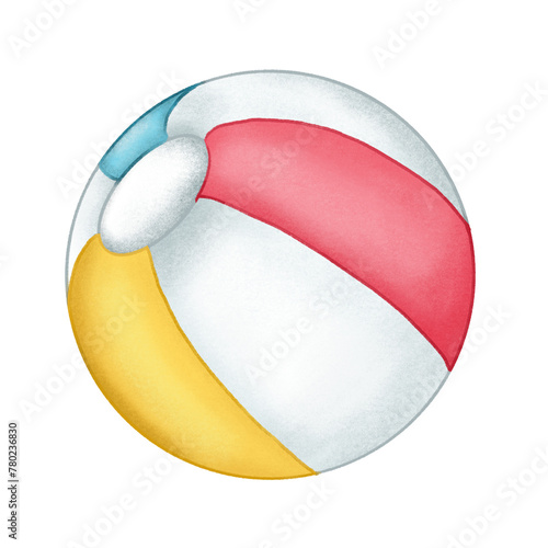 a volleyball beach  isolated watercolor clipart summer collection