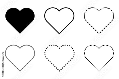 Heart silhouettes of various shape vectors.