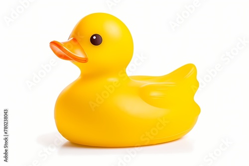 A yellow rubber duck isolated on a white background