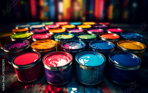 Colorful paint in can