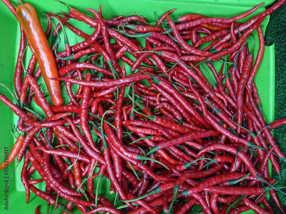 Fresh red chilies.